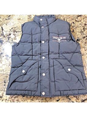 Size L Cowboy Hardware Boys Youth Puff Vest COWBOY TO THE CORE Grey Full Zip CN